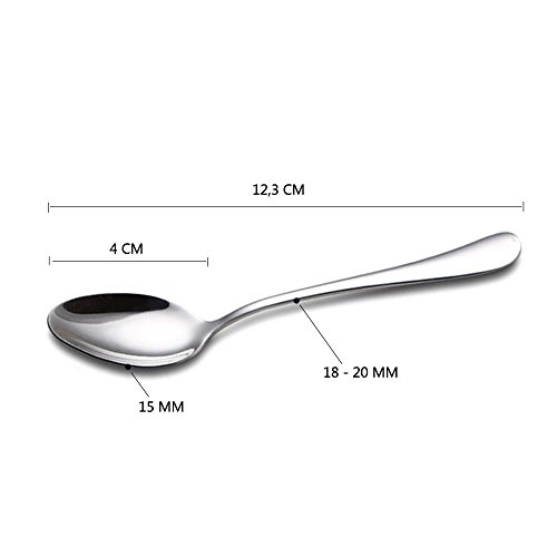 Wowfeu 12pcs Pequeño de Cucharas Cuchara de Café de Acero Inoxidable 12.3CM * 8.3CM * 4CM * 0.2CM (más grueso)