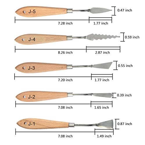 WOWOSS 13 Piezas Espátulas para Pintura al óleo en Acero con Mango de Madera, Cuchillas Paleta en Acero Inoxidable para Pintura para Artistas, Pintura Raspadora