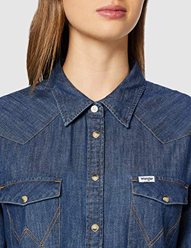 Wrangler LS Denim Shirt Blusa, Azul (Dark Indigo X1e), X-Small para Mujer