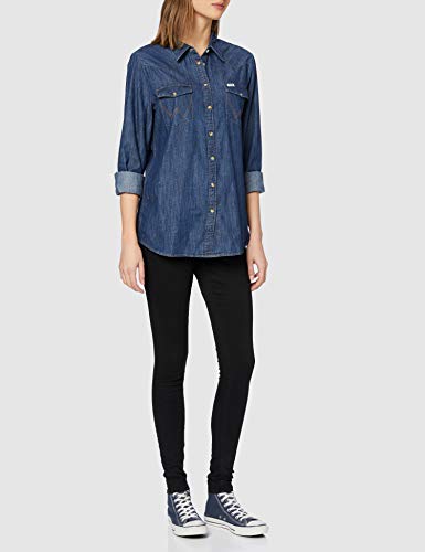 Wrangler LS Denim Shirt Blusa, Azul (Dark Indigo X1e), X-Small para Mujer