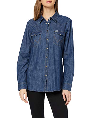 Wrangler LS Denim Shirt Blusa, Azul (Dark Indigo X1e), X-Small para Mujer