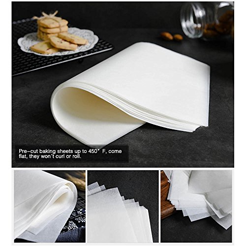 WRAPOK Papel Hornear Pan Para Horno Hojas De Galletas Antiadherentes De Pergamino Pre-Cortadas Cocinar Cocinas 12 x 16 Pulgadas - 50 Piezas