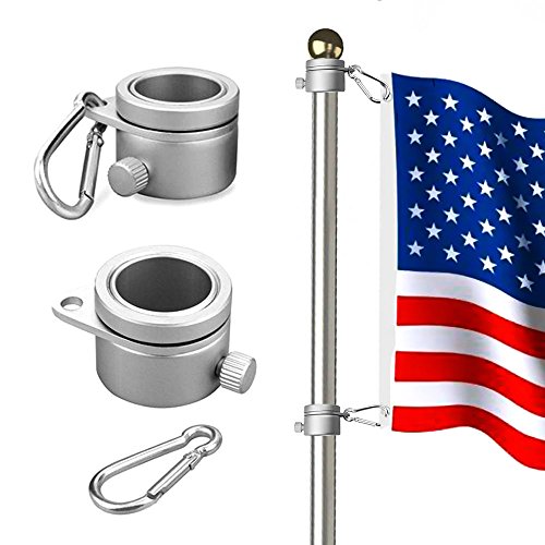 Wrightus - Anillos de montaje para mástil de bandera de aluminio, rotación de 360 grados, kit de barra de bandera giratoria, mosquetón de 1,90 – 2,59 cm de diámetro, paquete de 2