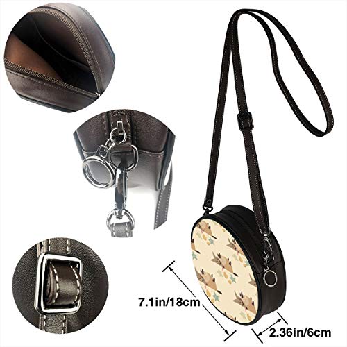 Wrution Dog Overeaten Cookies Vector Imagen personalizada Redondo Cross-Body Bolso de hombro con cremallera suave de cuero para mujer