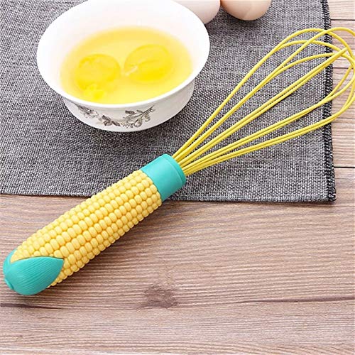 WUCHENG Maíz Mango de silicona El huevo bate Manual globo batidor de mano Herramientas Blender Crema Harina agitación Mezclador de huevo Gadgets de cocina batidora (Color : Yellow)