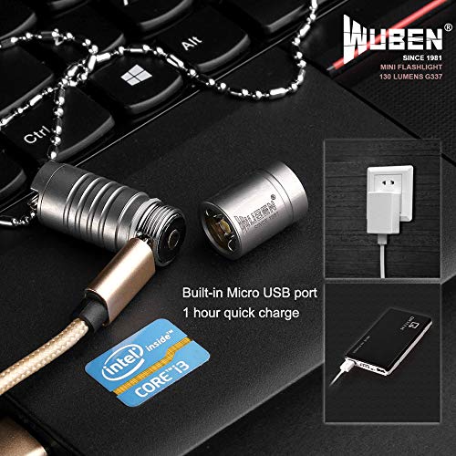 WUEBN Mini LED Linterna Collar Luz Led Titanio Metal 130LM Linterna LED Lámpara con Collar Diseño portátil Multipropósito