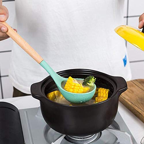 WUJIANCHAO Juego de Utensilios de Cocina de Silicona con Mango de Madera Que Trata con la Herramienta de Superficies antiadherentes 1 Juego de Herramientas de Cocina