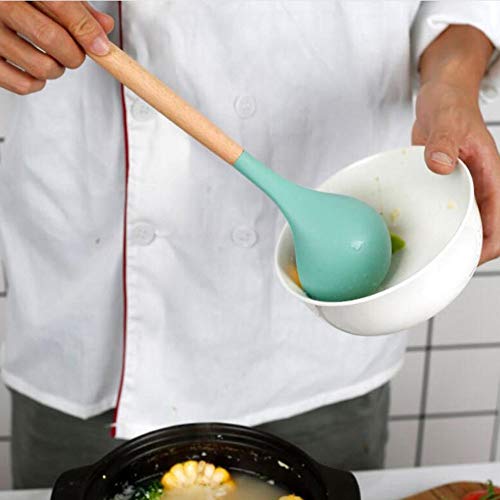 WUJIANCHAO Juego de Utensilios de Cocina de Silicona con Mango de Madera Que Trata con la Herramienta de Superficies antiadherentes 1 Juego de Herramientas de Cocina