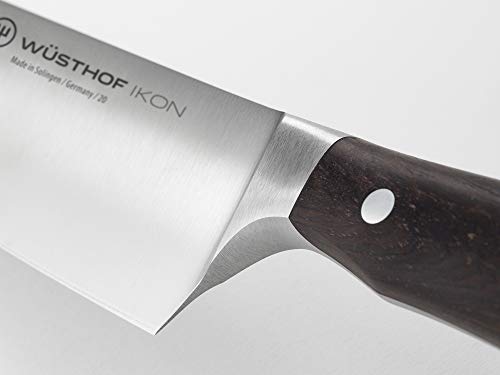 Wüsthof Ikon 1010531818 - Cuchillo chino de cocina (hoja de 18 cm, doble casco, acero inoxidable, mango de madera de granadillo)