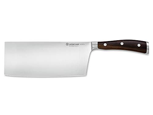 Wüsthof Ikon 1010531818 - Cuchillo chino de cocina (hoja de 18 cm, doble casco, acero inoxidable, mango de madera de granadillo)