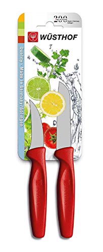 Wusthof - Juego de cuchillos para pelar frutas y verduras, 2 piezas para decorar, pelar, picar en dados, color rojo