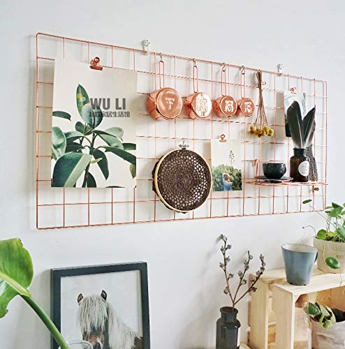 WUZILIN - Estante de Rejilla de Pared para Manualidades, de Hierro, para Colgar Fotos en el tablón de Notas, en la Familia, Cocina, Oficina, etc. (40 x 80 cm)