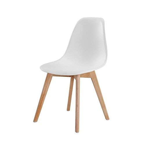 WV LeisureMaster Juego de 4 Sillas de Comedor Modernas de Estilo Medio Siglo de Diseño Nórdico con Patas de Madera Maciza, Ideales para Sala de Estar, Comedor, Cafetería, etc. (Blanco)