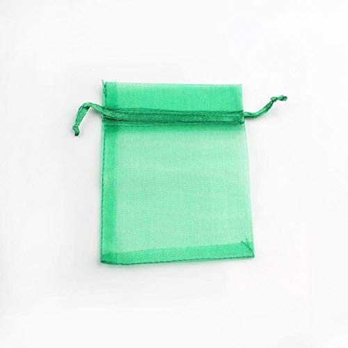 WWEEO Caja de Dulces,50 pcs/Set Bolsas de Organza con cordón Bolsas de Embalaje Bolsas de Dulces para Bodas Bolsas de Regalos, Verde, 7X9MM