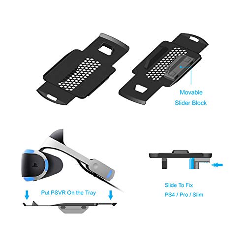 WXJHA Controlador multifunción 4 en 1 Cargador Dock Base de Carga rápida Soporte de refrigeración Vertical Mover Controlador Estación de Carga Soporte de Vitrina para la Serie PS4 para Gafas VR