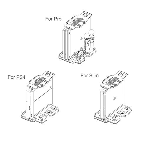 WXJHA Controlador multifunción 4 en 1 Cargador Dock Base de Carga rápida Soporte de refrigeración Vertical Mover Controlador Estación de Carga Soporte de Vitrina para la Serie PS4 para Gafas VR