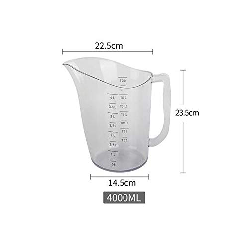 WXX QQBH Tazas de medición de la Copa, acrílico de medición, con la manija, Tazas de medir hogar - Escala Doble, en Forma de V Boquilla Diseño 250 ml, 500 ml, 1000 ml, 2000 ml, 3000 ml, 4000 ml