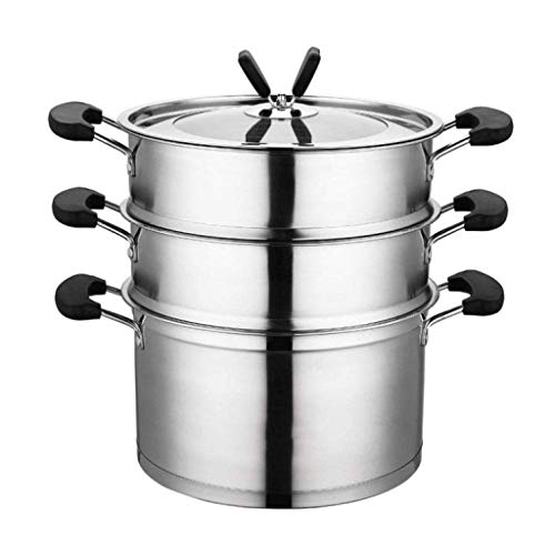 WXXSL Vapor de Acero Inoxidable 26cm Acero Inoxidable de 3 Niveles Espesar Tres Pisos Vapor Utensilios de Cocina Sartenes Sartén Caldera Multicapa Tres Pisos