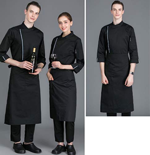 WYCcaseA Unisexo Camisa de Cocineros Camareros Chef Uniforme Manga Larga Chaqueta de Chef Camarero para Hombres y Mujeres para Restaurante Hotel,Negro,XL