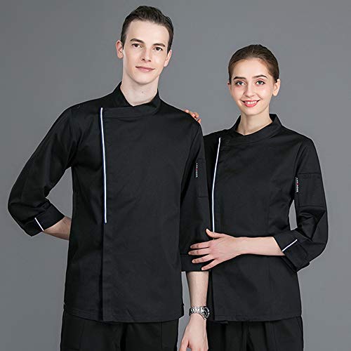 WYCcaseA Unisexo Camisa de Cocineros Camareros Chef Uniforme Manga Larga Chaqueta de Chef Camarero para Hombres y Mujeres para Restaurante Hotel,Negro,XL