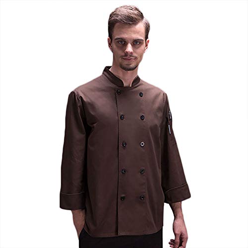 WYCDA Chaqueta de Chef Algodón Transpirable Uniforme de Cocina Ropa de Trabajo Doble Pecho con Bolsillos Adecuado para Toda La Industria Alimentaria como Restaurantes,Café,S