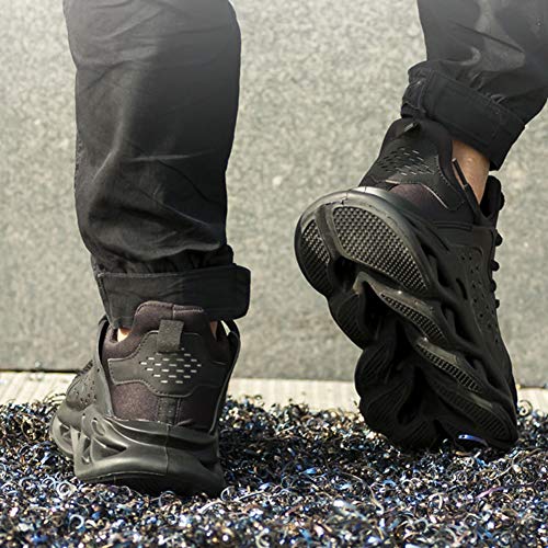 WYEZ Zapatos de Seguridad Hombre Transpirable Ligeras con Puntera de Acero Safety Shoes Trabajo, Calzado de Industrial y Deportiva Safety Shoes,Rojo,36