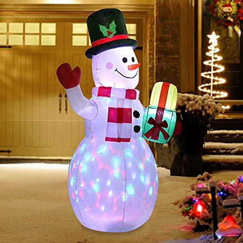 Wyi - Muñeco de nieve inflable de Navidad de 1,5 m con luces LED giratorias para interiores y exteriores, decoración de jardín