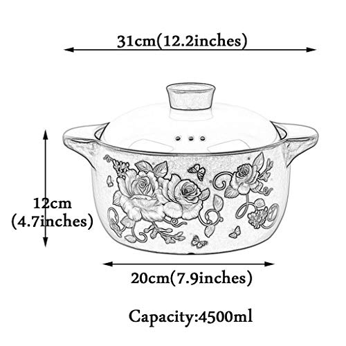 WYKDL Cerámica cazuela cazuela Pan con una tapa de cazuela respetuosa del medio ambiente de cerámica de alta temperatura sopa de olla con tapa de olla binaural Diseño salón de baile del hotel Utensili