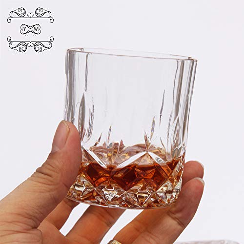 WY&WY Decantador de Whisky Set de 7 Piezas Decantador de Vidrio sin Plomo, (700 ml) Elegante Jarra de Whisky con tapón Adornado y 6 exquisitos Vasos de cóctel para Fiestas Familiares