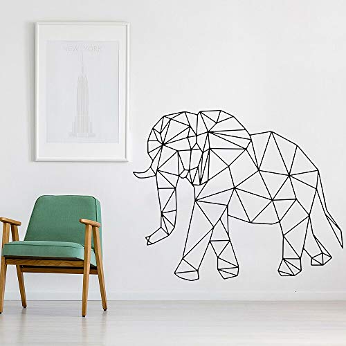 wZUN Elefante Pared calcomanía Arte geométrico Animal Vinilo guardería extraíble Etiqueta de la Pared decoración del hogar 63X51 cm