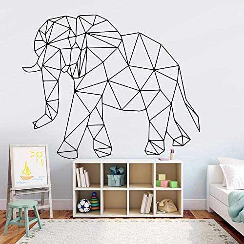 wZUN Elefante Pared calcomanía Arte geométrico Animal Vinilo guardería extraíble Etiqueta de la Pared decoración del hogar 63X51 cm