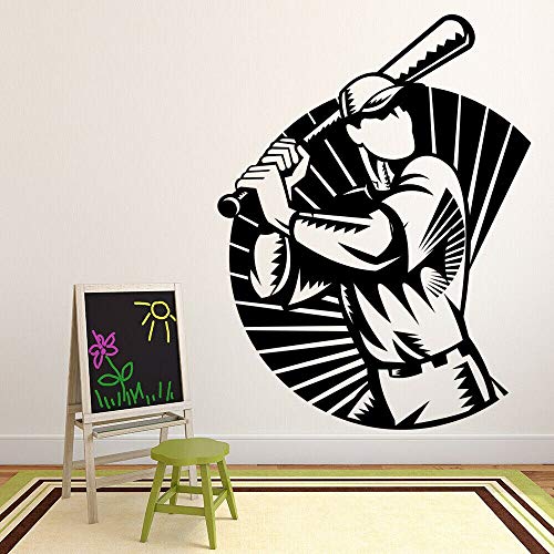 wZUN Jugador de béisbol calcomanía de Pared Deportes al Aire Libre Vinilo Pegatina Adolescente Dormitorio Sala de Estar decoración del hogar 63X82cm