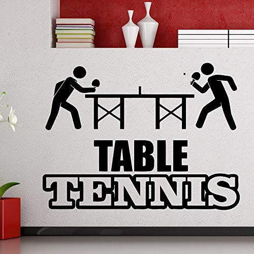 wZUN Tenis de Mesa Logo Pegatinas de Pared Tenis de Mesa Deportes Vinilo Tatuajes de Pared decoración de la habitación de Tenis de Mesa Mural Impermeable 64X48cm