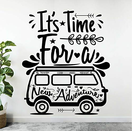 wZUN Travel Bus Camping Car Wall Decal Es Hora de Decorar Nuevas Pegatinas de Pared de Aventura Vinilo 63X52cm para agencia de Viajes Familiar