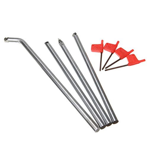 X-BAOFU, 4pcs Diamante Redondo Square Punta de carburo de Madera Herramienta de Torno con la manija + 10Pcs Cuchillas + 3 Piezas Llave for Trabajar la Madera