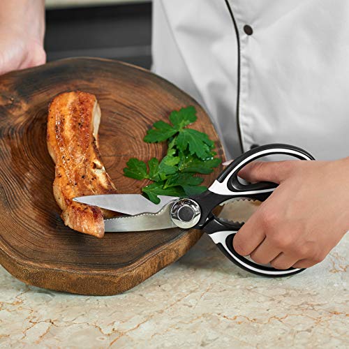 X-Chef Tijeras de Cocina Multiuso, Set de 2 Tijeras para Cocina con Tapa o Cerradura, Tijeras para Cortar Hueso, Tijeras para Carne, Pescado, Aves de Corral, Hierbas