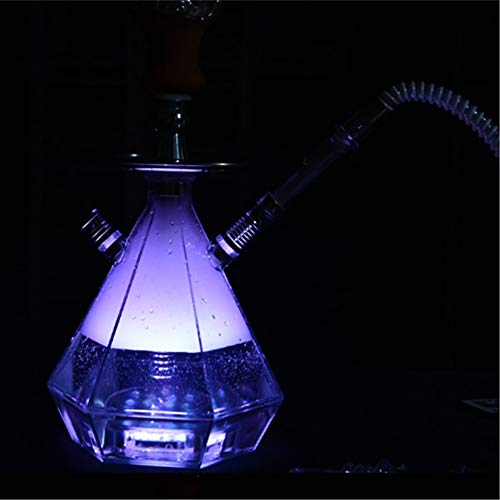 X-xyA Prima De Acrílico Cachimba Set, 2 Manguera De Silicona Shisha Cachimba Juego Completo con El Sistema De Gestión del Calor - Mágico Colores De Luz LED