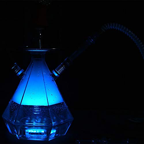 X-xyA Prima De Acrílico Cachimba Set, 2 Manguera De Silicona Shisha Cachimba Juego Completo con El Sistema De Gestión del Calor - Mágico Colores De Luz LED