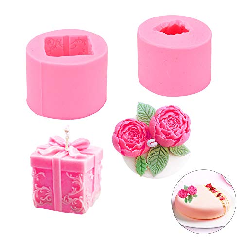 XAVSWRDE 2Pcs Molde para Vela 3D de Silicona Molde de Silicona para Velas y Jabones a Mano Velas de Silicon de Forma Rosa y Regalo Vela Moldes de Silicona Casera para Decoración de Boda y Fiesta