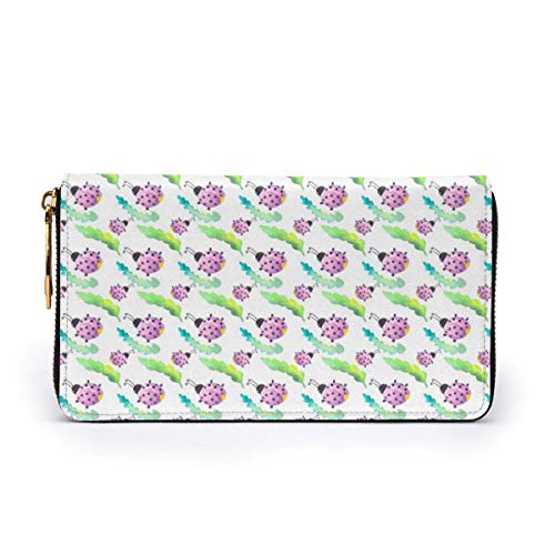 XCNGG Tengyiyi, Soporte para Pasaporte de Viaje de Cuero Genuino, Cartera de Viaje de Mariquita Rosa Acuarela, Funda, Tarjetero para Mujeres y niñas