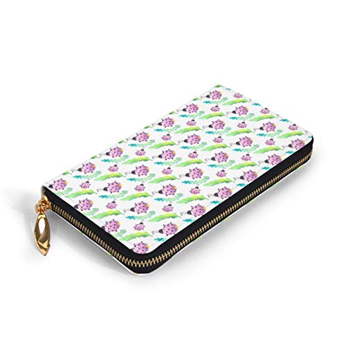 XCNGG Tengyiyi, Soporte para Pasaporte de Viaje de Cuero Genuino, Cartera de Viaje de Mariquita Rosa Acuarela, Funda, Tarjetero para Mujeres y niñas