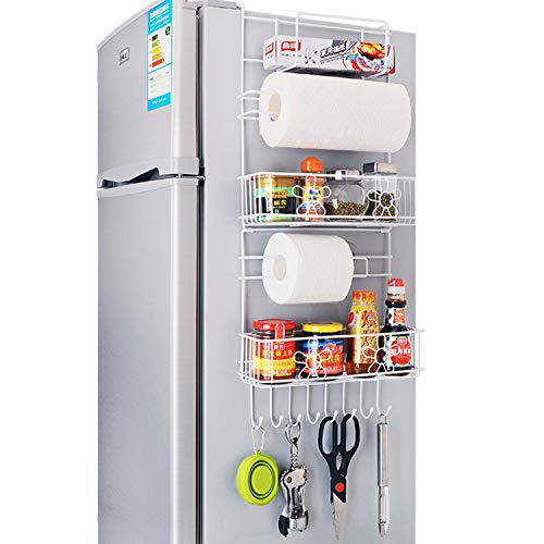 XCXDX Rejillas para Refrigerador Artículos para El Hogar De Pared Lateral Alacena De Cocina Estante De Almacenamiento De Especias Blanco Alambre De Metal