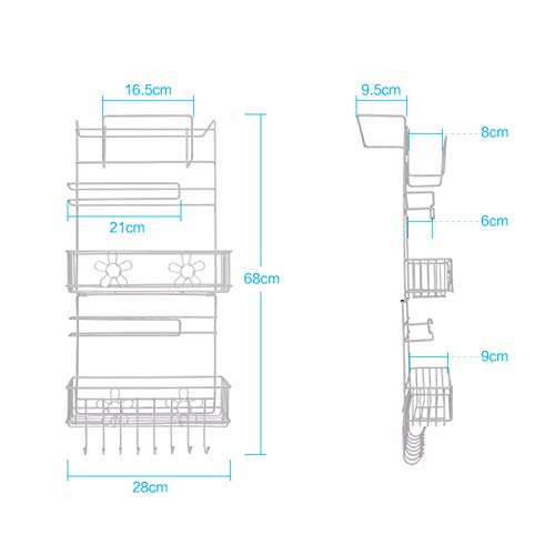 XCXDX Rejillas para Refrigerador Artículos para El Hogar De Pared Lateral Alacena De Cocina Estante De Almacenamiento De Especias Blanco Alambre De Metal