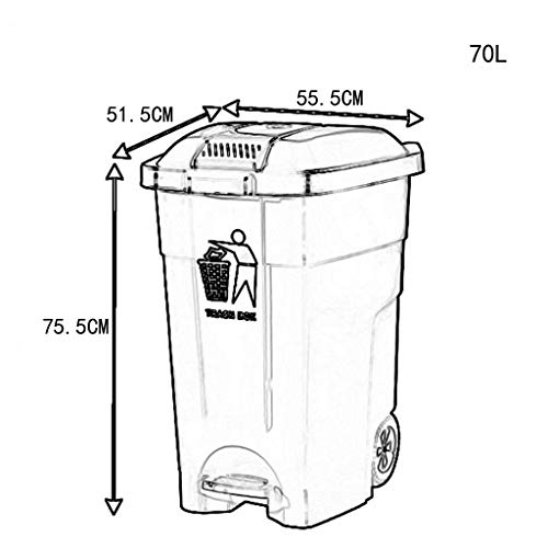 XCYOU Papeleras Los Cubos de Basura de plástico de Reciclaje Engrosamiento Box 70L Papelera Pedal con Cubrir Grandes contenedores de Basura del Hotel Oficina Cocina al Aire Libre