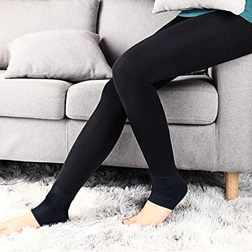 XDDIAS Pack de 2 Leggings para Mujer, Cálido Invierno Terciopelo Elástico Leggings, Térmico Grueso Forro Terciopelo Forrado Pantalones para Niña Mujer, Negro y Gris