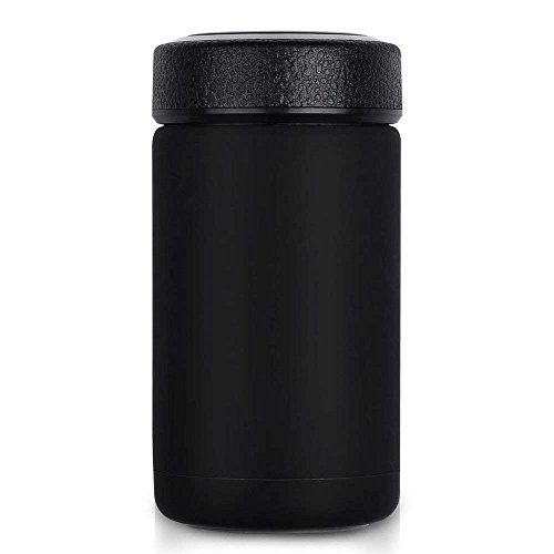 XHHWZB Taza de vacío del Regalo de la Taza del Aislamiento del Acero Inoxidable con el Infuser del té del tamiz del té para el Hombre de Negocios, Color Natural de 14oz (Color : Black)