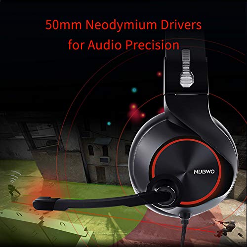 XHN Gaming Headset para PS4, Xbox One, PC, Nintendo Switch, portátil teléfono móvil -Auriculares estéreo Surround Gaming Micrófono, luz LED y orejeras suaves-4