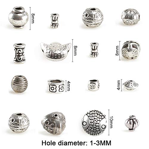 XHXSTORE 200pcs Espaciadores Abalorios Separadoras Plata Cuentas Espaciadoras Metal Tibetano Colgante Mixtos Abalorios Espaciadores para Hacer Collares Joyería Dijes Pulsera Pandora DIY Bisutería