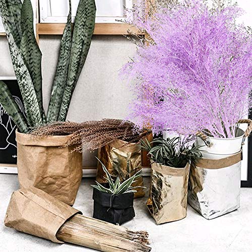 XHXSTORE 4pcs Flores Artificiales Pequeñas Decoración 6 Ramillete Planta Artificial Decorativas Hierba Pampas Plastico de Flores para Boda Hogar Fiesta Terraza Escritorio Jarrones Mesa Púrpura