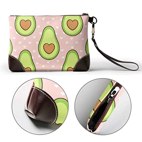 XHYYY Bolso de mano con patrón de hueso de aguacate en forma de corazón en cuero, bolso de mano, cartera para mujer, bolso de mano, bolso de mano para teléfono inteligente